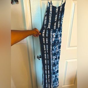 Blue Tye-Dye Long Maxi Dress (Medium)
